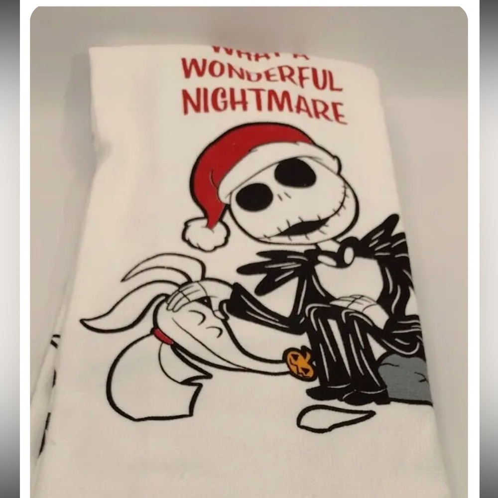 2 pack of dish towels, featuring jack Skellington, as Santa, new with tags